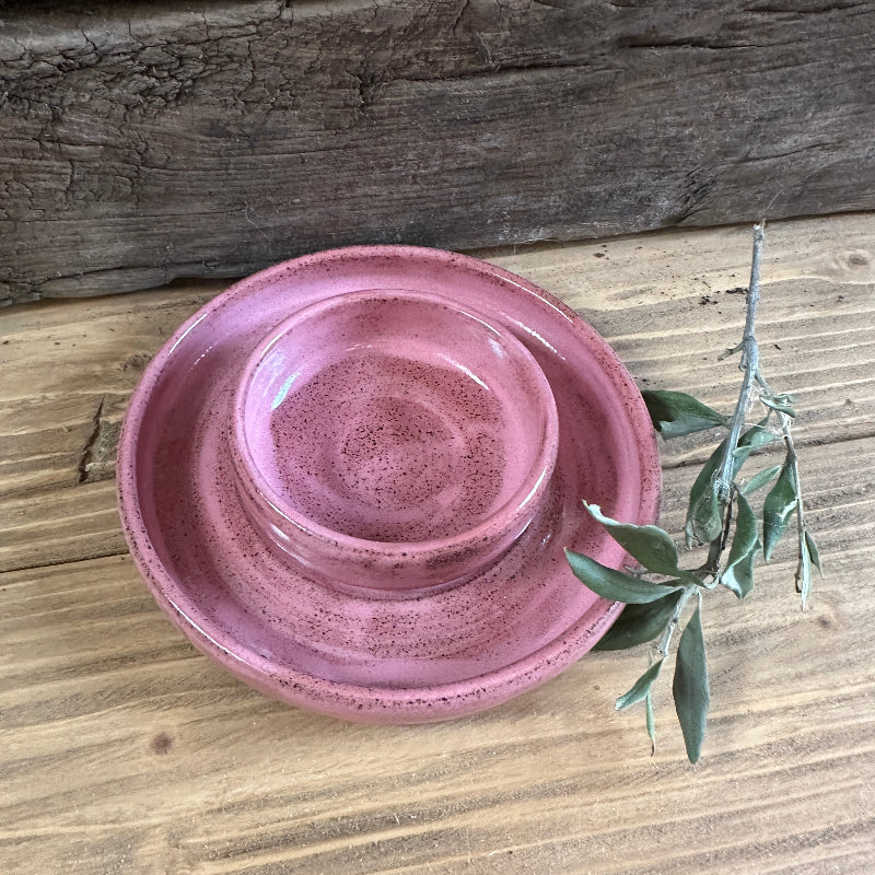 lækker håndlavet keramik lysestage i lyserød