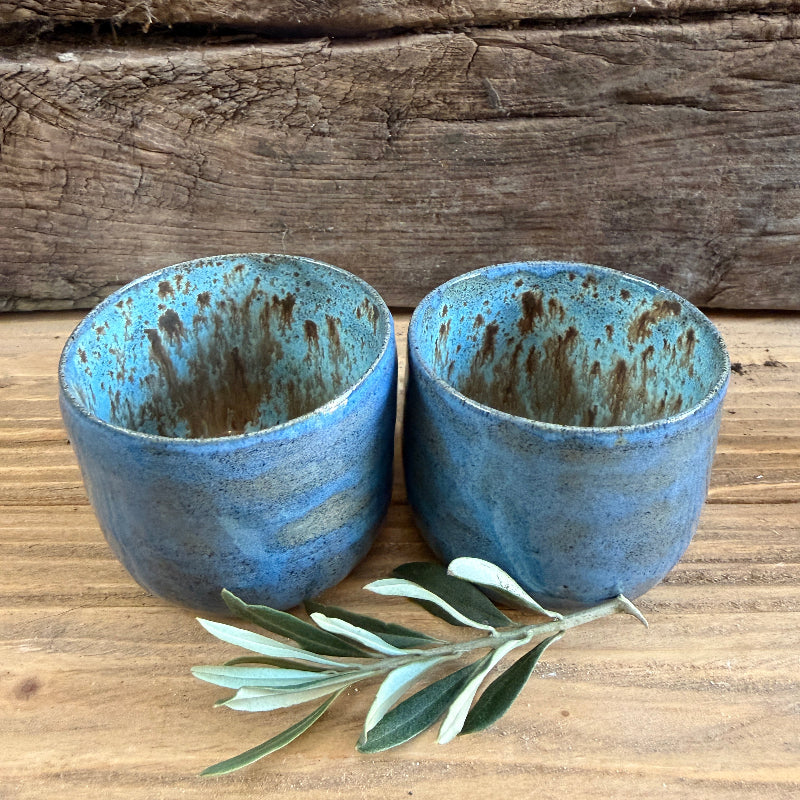 små blå keramik potter til mini planter